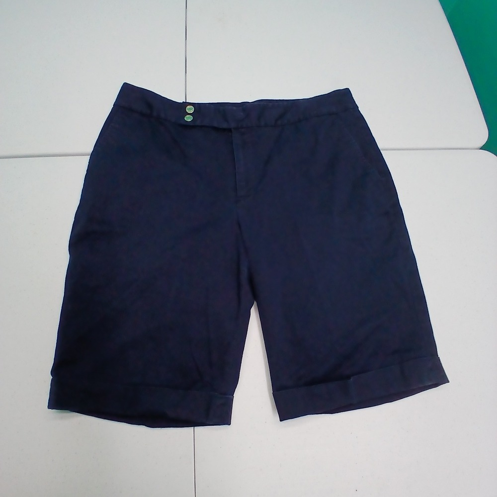Chaps Chino Shorts 14 Navy Blue Preppy Nautical Cuffed Stretch Cotton‎